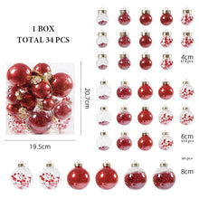 Load image into Gallery viewer, 34Pcs, Mix 4-8cm Shatterproof Christmas Ball Ornaments, Christmas Tree Decoration