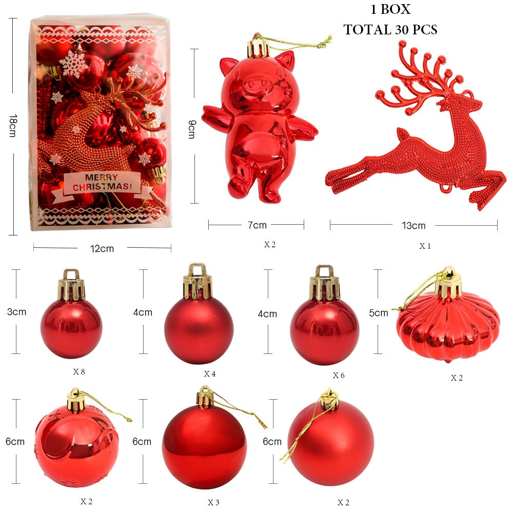 30Pcs, Mix 3-7cm Shatterproof Christmas Ball Ornaments, Christmas Tree Decoration